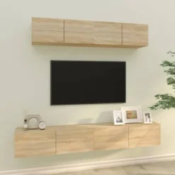 Maison Exclusive - 4 dele TV-møbel sæt Sonoma eg Ingeniørtræ Sonoma ek