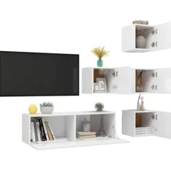 Maison Exclusive - 5 dele TV-møbel sæt Hvid Ingeniørtræ Matt vit