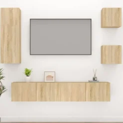 Maison Exclusive - 5 dele TV-møbel sæt Sonoma eg Ingeniørtræ Sonoma ek