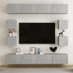 Maison Exclusive - 8 dele TV-møbel sæt Grå beton Ingeniørtræ Betonggrå