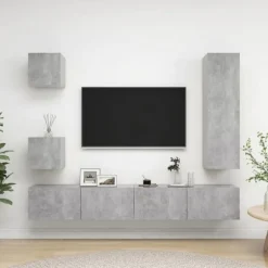 Maison Exclusive - 5 dele TV-møbel sæt Grå beton Ingeniørtræ Betonggrå