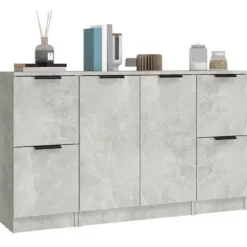 Maison Exclusive - 3 stk. buffet i grå beton og ingeniørtræ