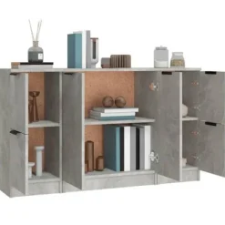 Maison Exclusive - 3 stk. buffet i grå beton og ingeniørtræ