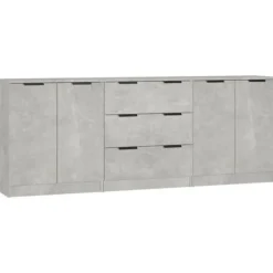 Maison Exclusive - 3 stk. buffet i grå beton og ingeniørtræ