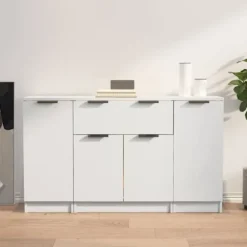 Maison Exclusive - 3 stk. Buffet Hvid Ingeniørtræ