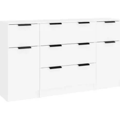 Maison Exclusive - 3 stk. Buffet Hvid Ingeniørtræ