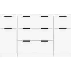 Maison Exclusive - 3 stk. Buffet Hvid Ingeniørtræ