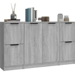 Maison Exclusive - 3 stk. buffeter Sonoma grå ingeniørtræ
