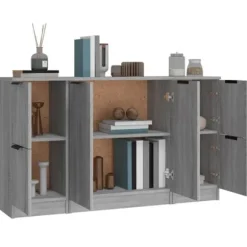 Maison Exclusive - 3 stk. buffeter Sonoma grå ingeniørtræ