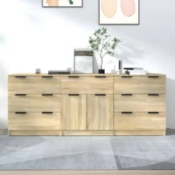 Maison Exclusive - 3 stk. Buffet Sonoma Eg Ingeniørtræ