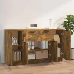 Maison Exclusive - 3 stk. Buffet i røgfyldt egetræ, ingeniørtræ