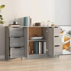 Maison Exclusive - 3 stk. buffeter Sonoma grå ingeniørtræ