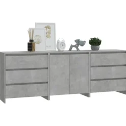 Maison Exclusive - 3 stk. buffet i grå beton og ingeniørtræ