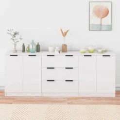 Maison Exclusive - 3 stk. Buffet Hvid Ingeniørtræ