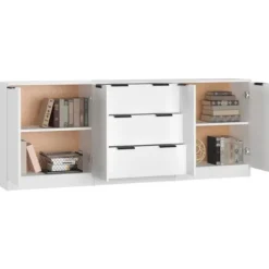 Maison Exclusive - 3 stk. Buffet Hvid Ingeniørtræ