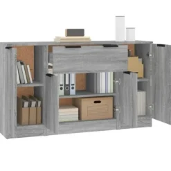 Maison Exclusive - 3 stk. buffeter Sonoma grå ingeniørtræ