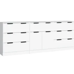 Maison Exclusive - 3 stk. Buffet Hvid Ingeniørtræ