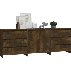Maison Exclusive - 3 stk. Buffet i røgfyldt egetræ, ingeniørtræ