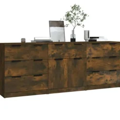 Maison Exclusive - 3 stk. Buffet i røgfyldt egetræ, ingeniørtræ