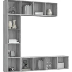 Maison Exclusive - Bibliotek/TV-møbel sæt 3 stk Sonoma grå 180x30x180 cm