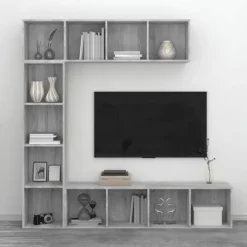 Maison Exclusive - Bibliotek/TV-møbel sæt 3 stk Sonoma grå 180x30x180 cm