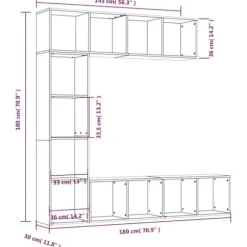 Maison Exclusive - Bibliotek/TV-møbel sæt 3 stk Sonoma grå 180x30x180 cm