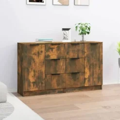 Maison Exclusive - Buffeter 2 stk Røget eg 60x30x70 cm Ingeniørtræ