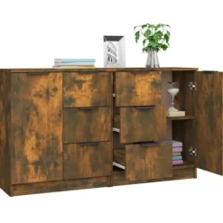 Maison Exclusive - Buffeter 2 stk Røget eg 60x30x70 cm Ingeniørtræ