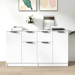 Maison Exclusive - Buffeter 2 stk hvid 60x30x70 cm Ingeniørtræ