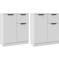 Maison Exclusive - Buffeter 2 stk hvid 60x30x70 cm Ingeniørtræ