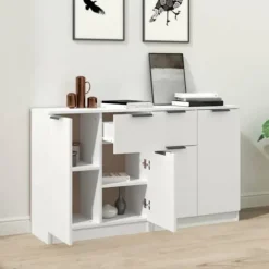 Maison Exclusive - Buffeter 2 stk hvid 60x30x70 cm Ingeniørtræ