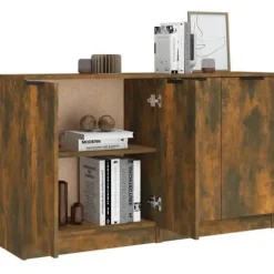 Maison Exclusive - Buffeter 2 stk Røget eg 60x30x70 cm Ingeniørtræ