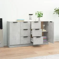 Maison Exclusive - Buffeter 2 stk Grå beton 60x30x70 cm Ingeniørtræ