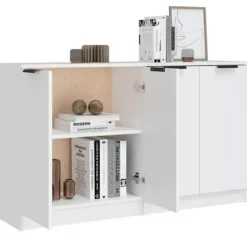 Maison Exclusive - Buffeter 2 stk hvid 60x30x70 cm Ingeniørtræ