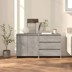 Maison Exclusive - Buffeter 2 stk Grå beton Ingeniørtræ