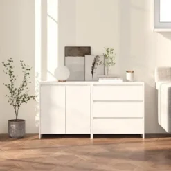 Maison Exclusive - Buffeter 2 stk Hvid Ingeniørtræ