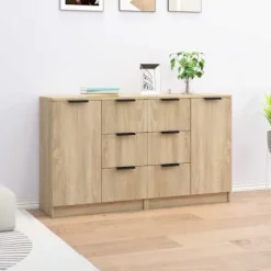 Maison Exclusive - Buffeter 2 stk Sonoma eg 60x30x70 cm Ingeniørtræ
