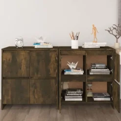 Maison Exclusive - Buffeter 2 stk Røget eg 70x41x75 cm Ingeniørtræ