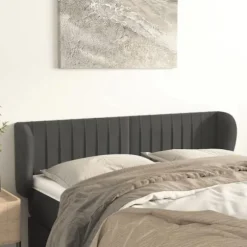 Maison Exclusive - Hovedgærde med ører Mørkegrå 147x23x78/88 cm Velour