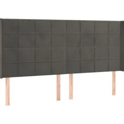 Maison Exclusive - Hovedgærde med ører Mørkegrå 163x16x118/128 cm Velour Mörkgrå