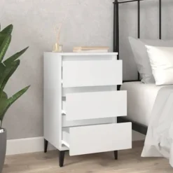 Maison Exclusive - Hvid natbord 40x35x70 cm ingeniørtræ