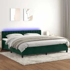 Maison Exclusive - Lamelbund med mørkegrønt LED-madras 200x200 cm