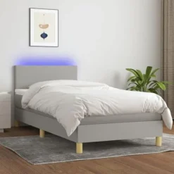 Maison Exclusive - Lamelseng madras LED Lys grå 100x200 cm Stof