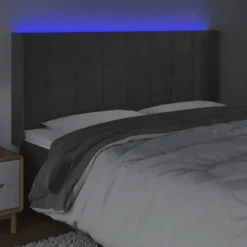 Maison Exclusive - LED Hovedgærde Mørkegrå 203x16x118/128 cm Velour Mörkgrå