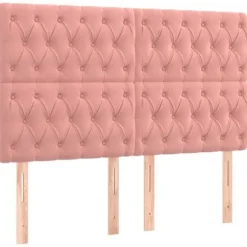 Maison Exclusive - LED Hovedgærde Rosa 144x7x118/128 cm Velour Ros