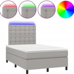 Maison Exclusive - Madras med lameller og LED lys, lysegrå 120x190 cm stof