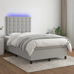 Maison Exclusive - Madras med lameller og LED lys, lysegrå 120x190 cm stof