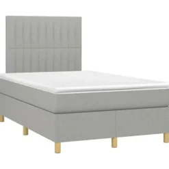 Maison Exclusive - Madras med lameller og LED lys, lysegrå 120x190 cm stof