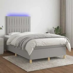 Maison Exclusive - Madras med lameller og LED lys, lysegrå 120x190 cm stof