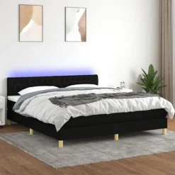 Maison Exclusive - Madras med lameller med LED-madras Sort 160x200 cm Stof
